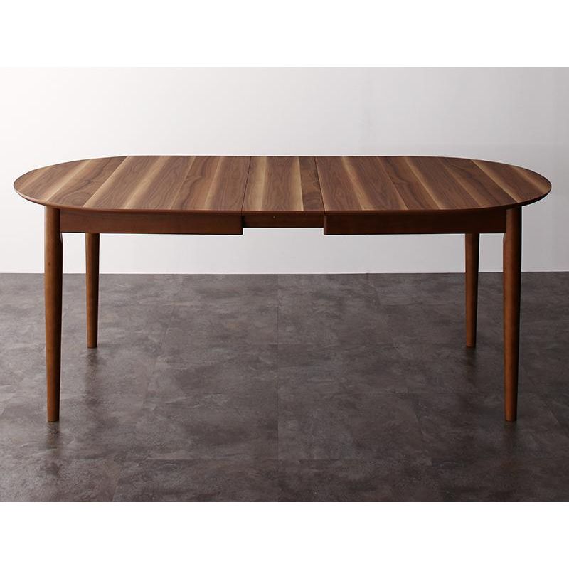フラット式 楕円形テーブル ウォルナット 伸長ダイニング テーブル 