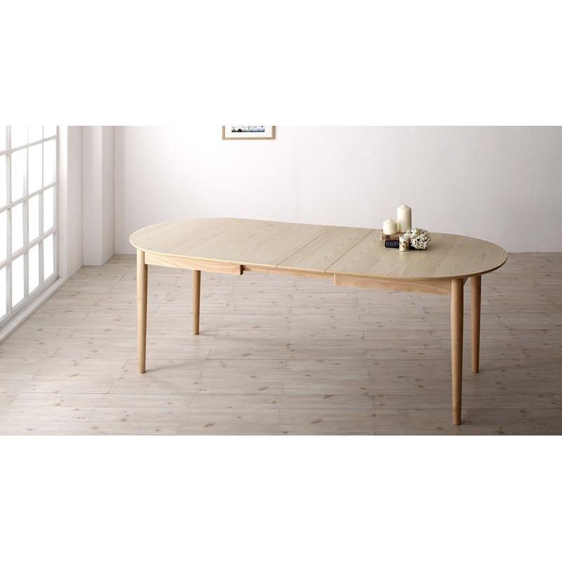 フラット式 ナチュラル 楕円形テーブル 伸長ダイニング テーブル W160 